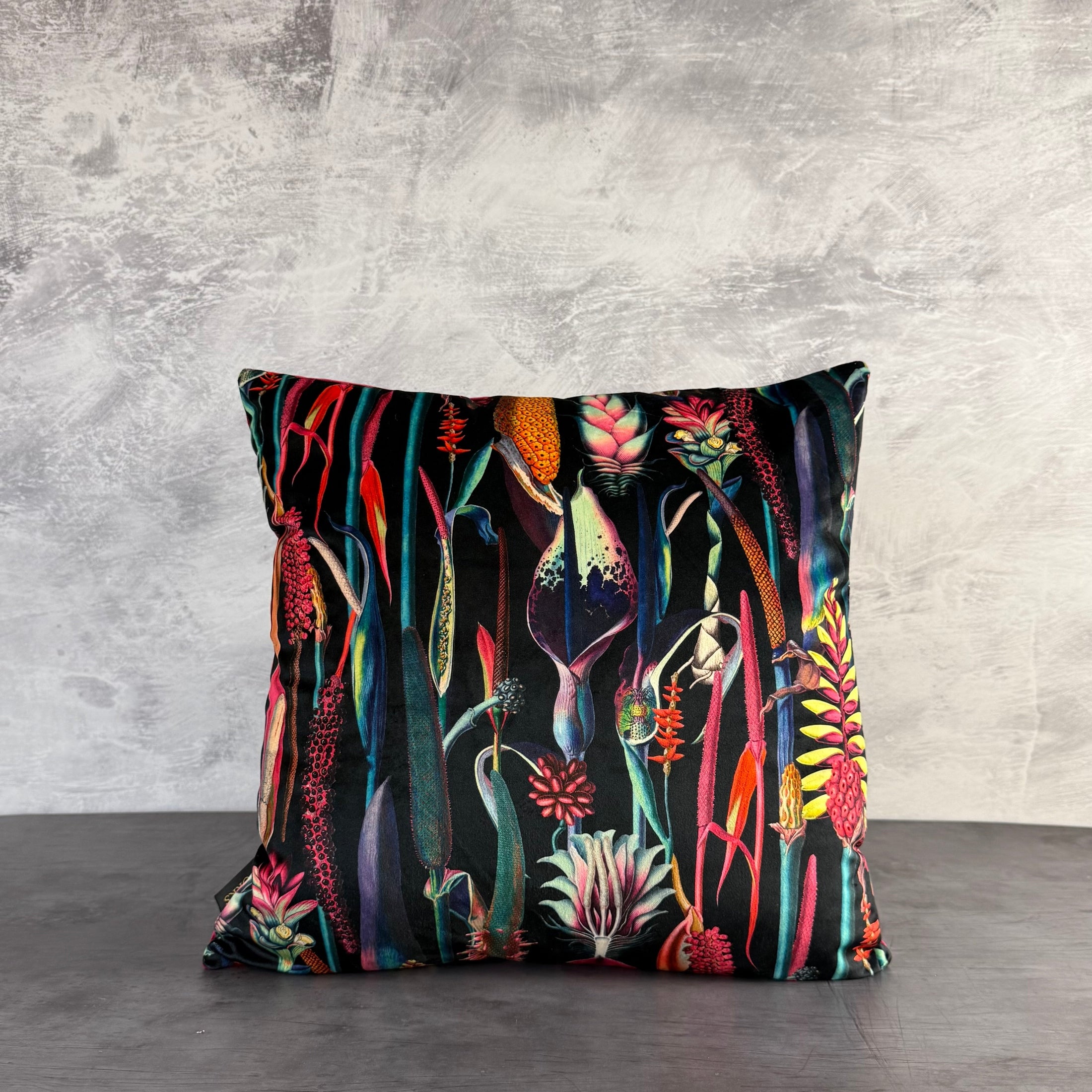 Botanical Lily | Black & Pink Velvet | Cushion