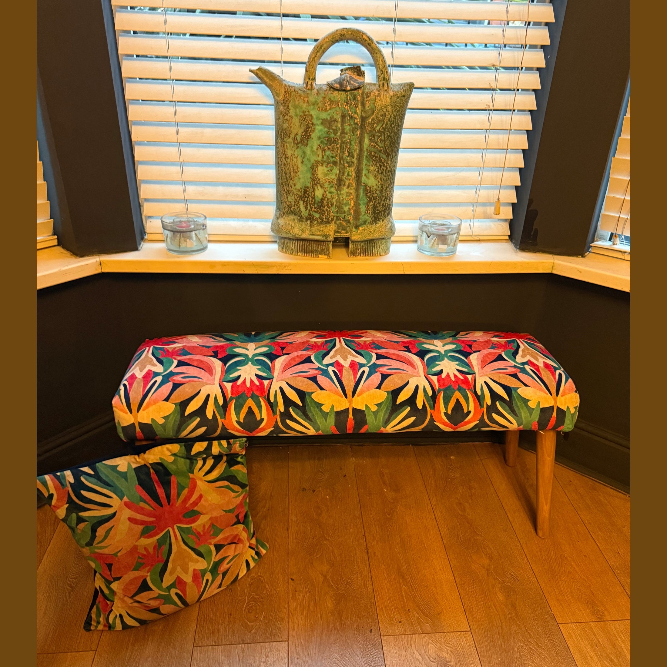 Harlequin Melora | Blue & Red Velvet | Bench