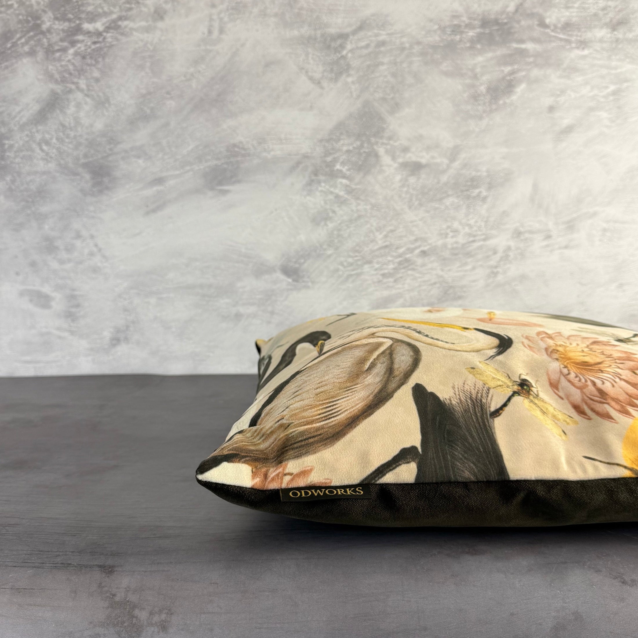 Herons & Egrets | Cream & Black Velvet | Cushion