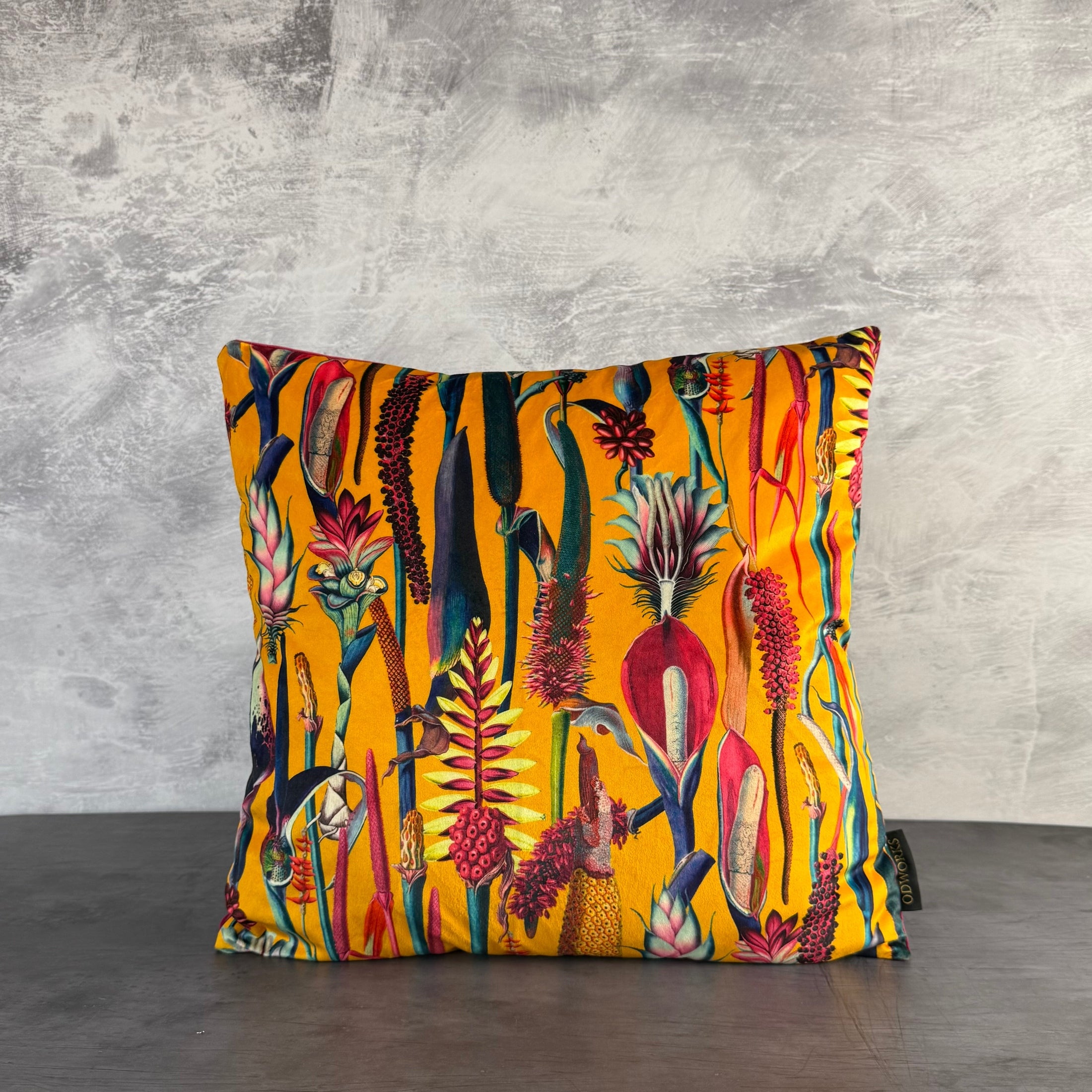 Botanical Lily | Mustard & Pink Velvet | Cushion