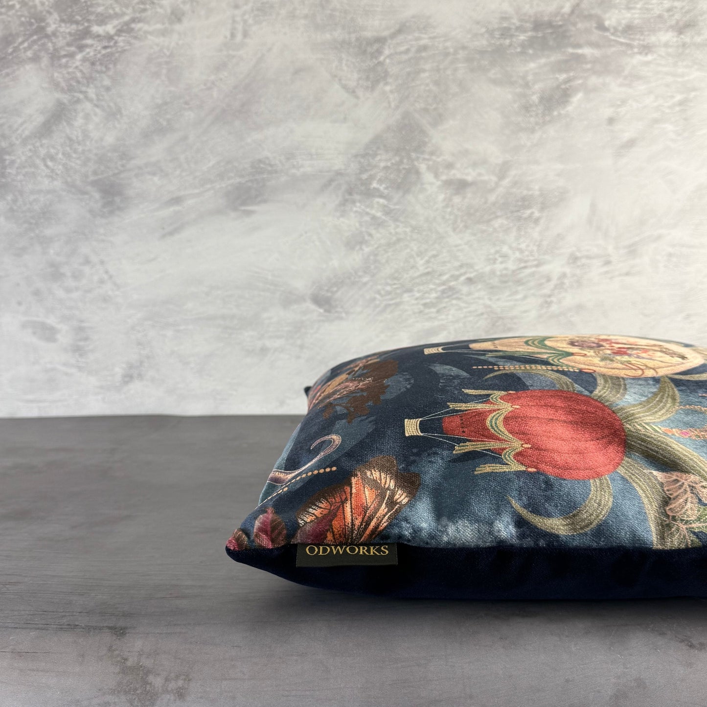 Balloon safari luxury navy velvet cushion Becca Who