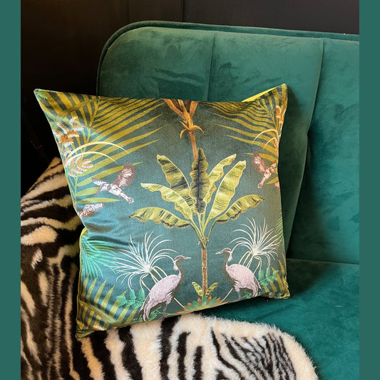 Crocodilia luxury green velvet cushion Becca Who