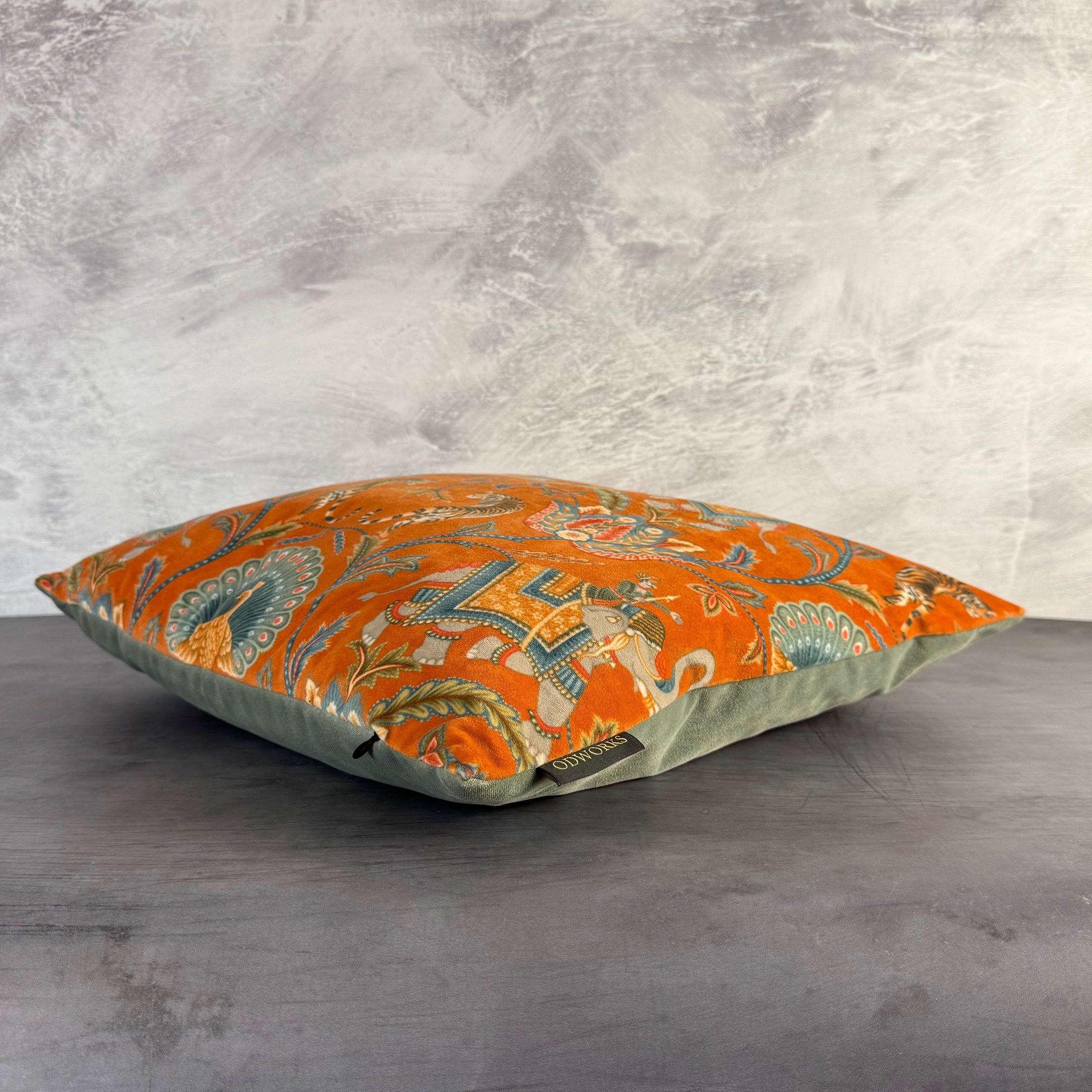 Bengal Tigers | Orange & Teal Velvet | Cushion