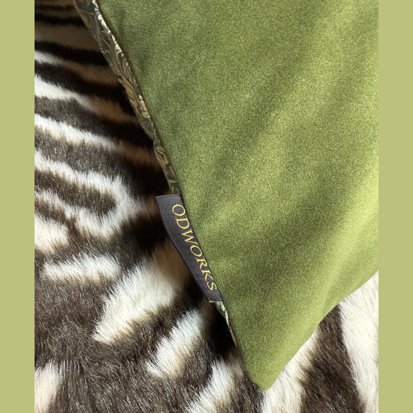 William Morris Snakeshead luxury feather cushion in sage