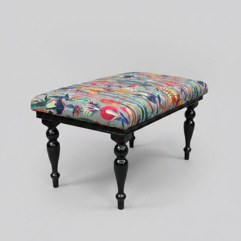 Botanical Lily | Grey & Pink Velvet | Rupert Bench