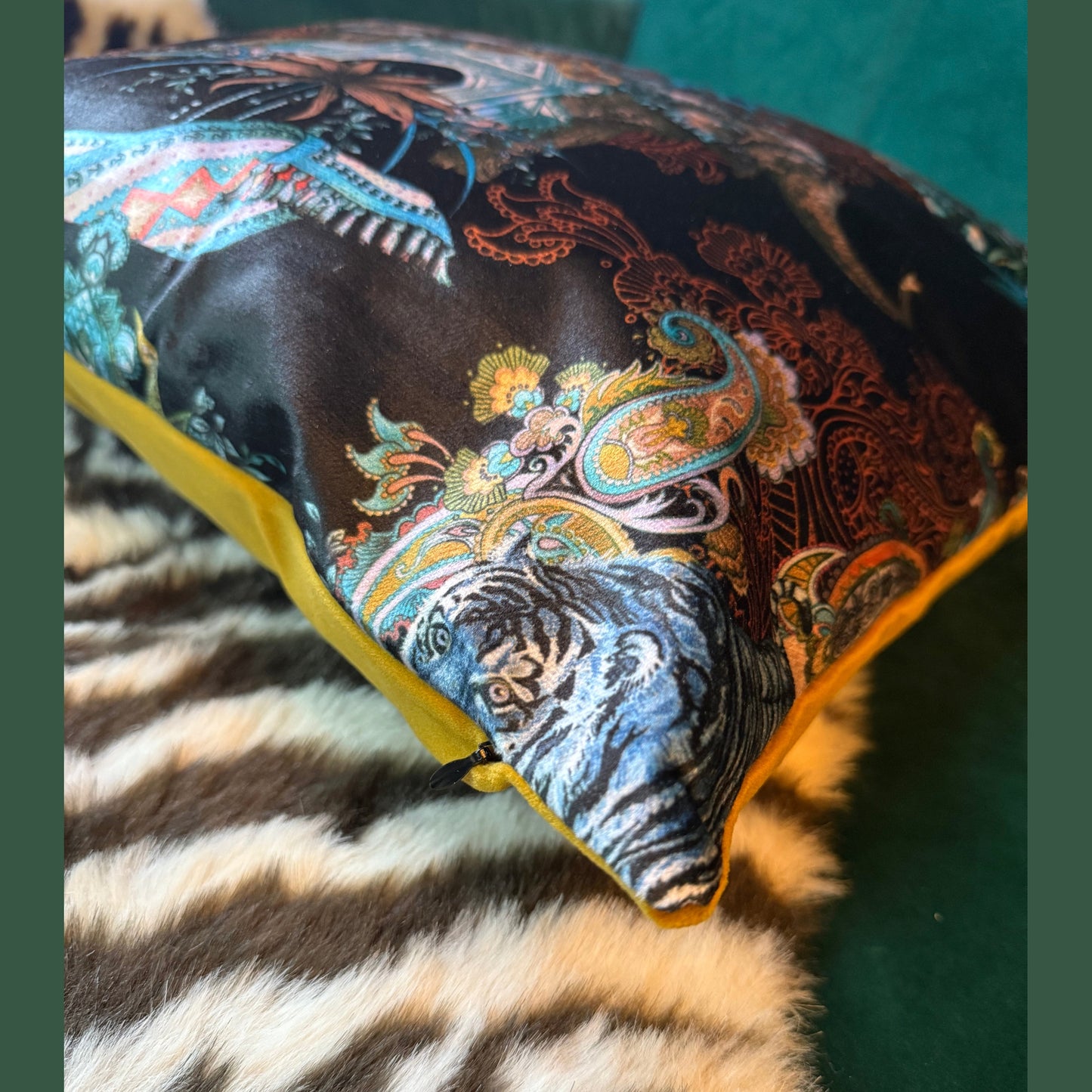 Magic of India black luxury velvet cushion Becca Who