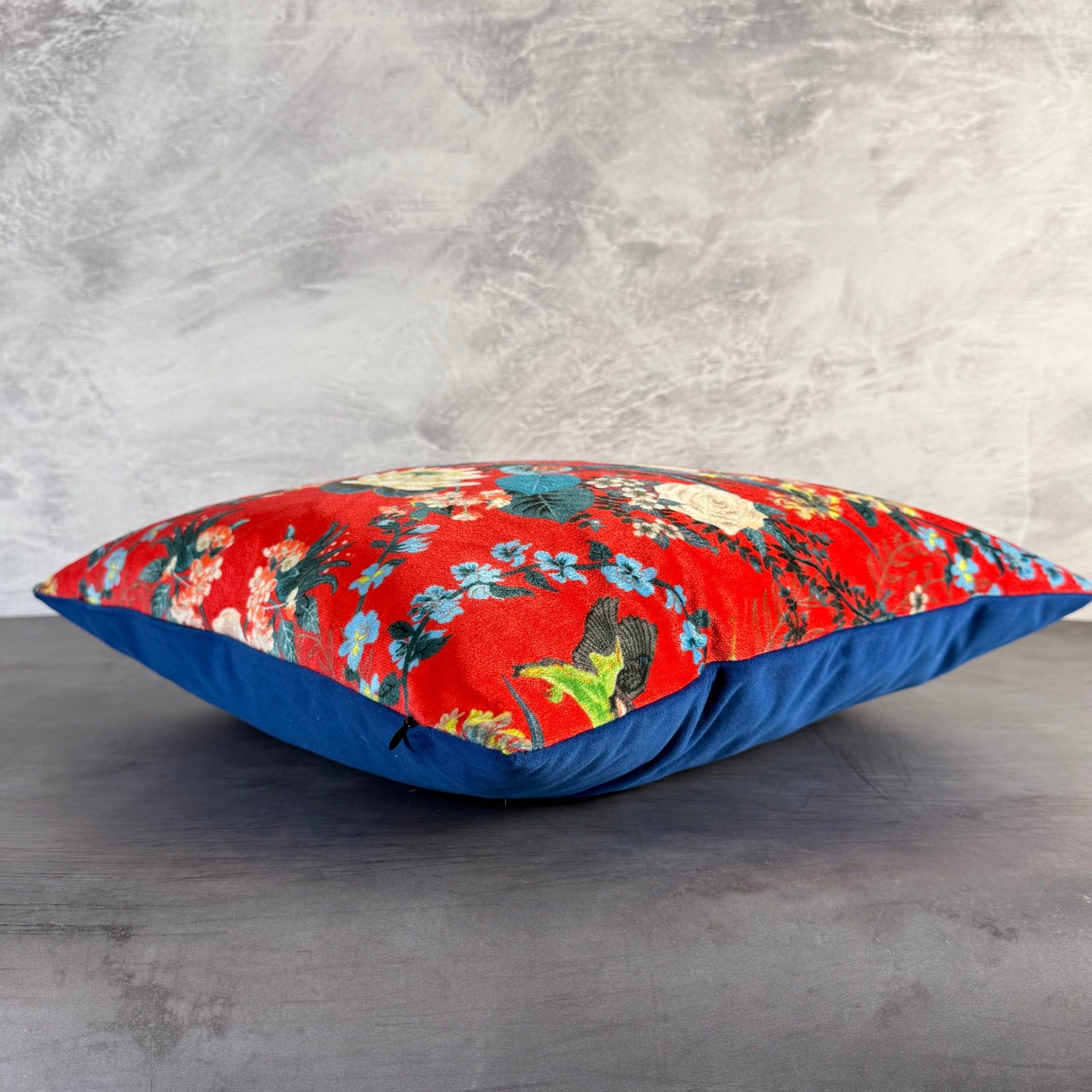Garden Treasures | Red & Blue Velvet | Becca Who | Cushion