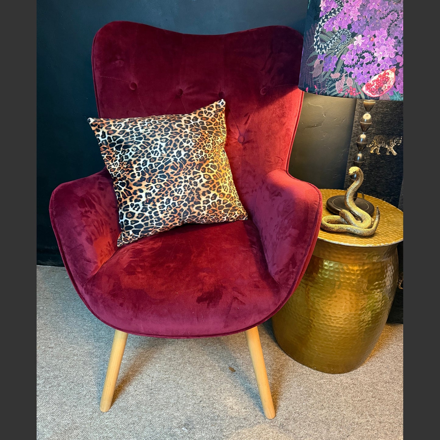 The Pat Butcher cushion leopard print jungle luxury velvet cushion