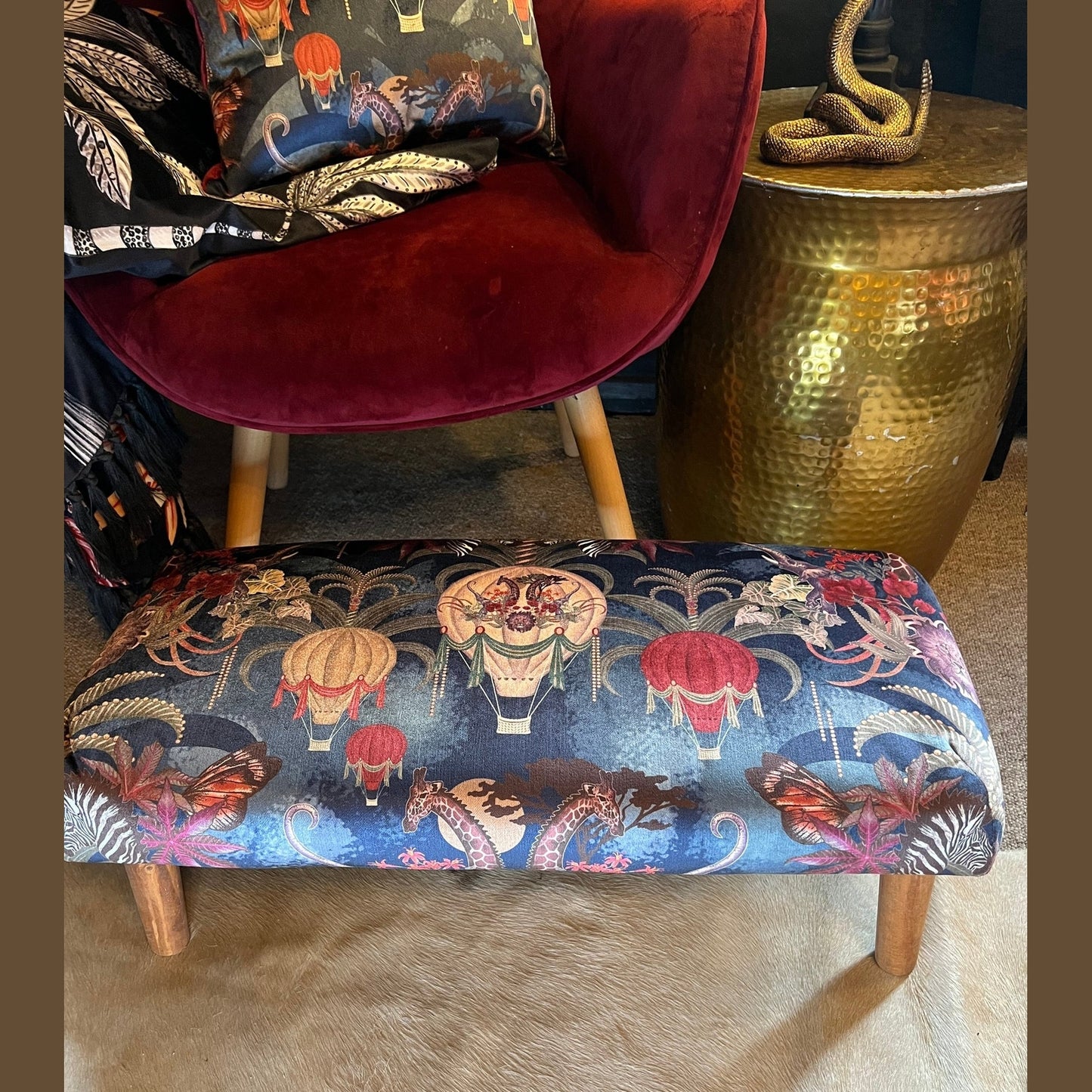 Balloon safari velvet footstool Becca Who
