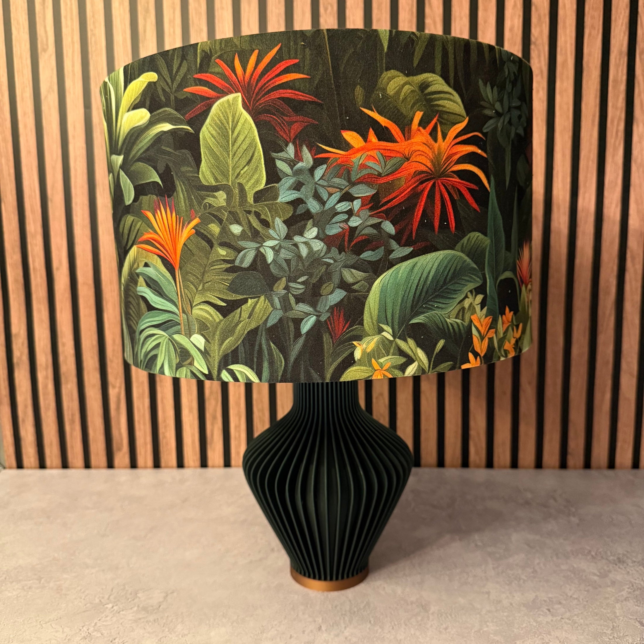 Lush Leaf | Green & Orange Velvet | Lampshade