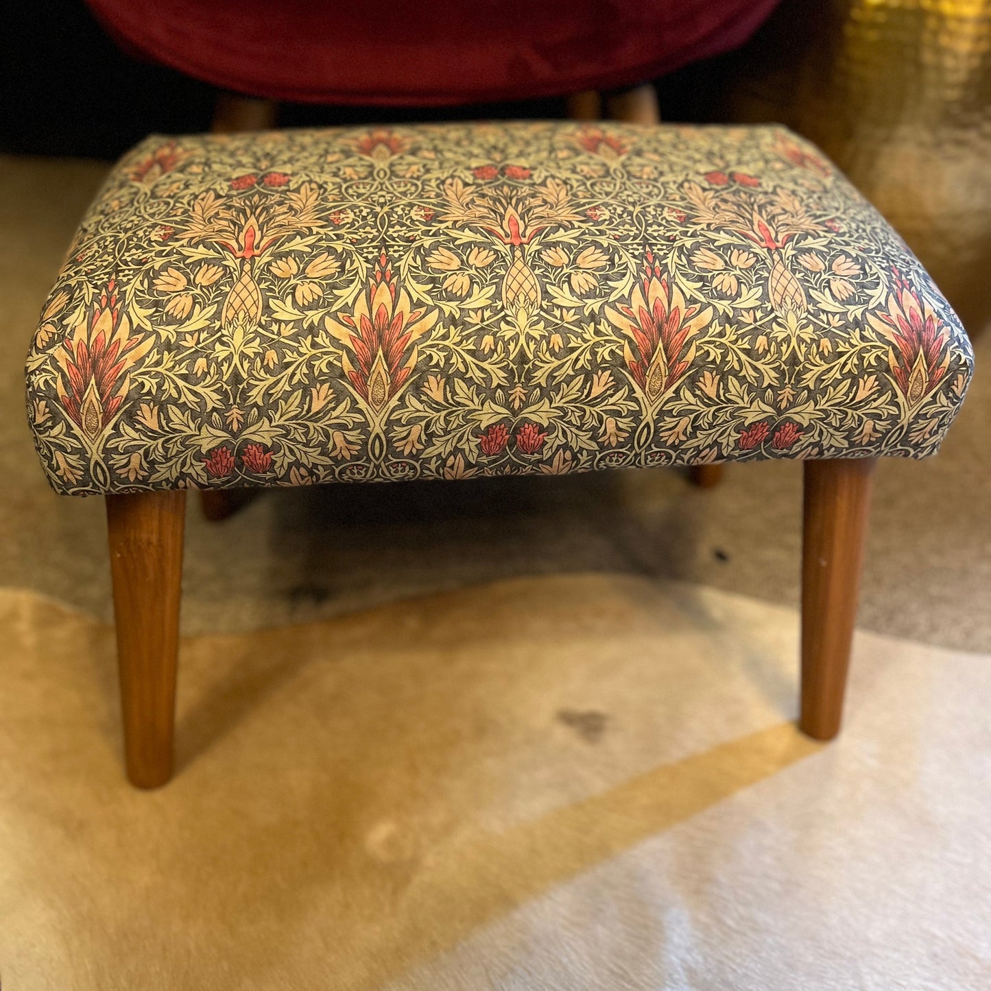 William Morris snakehead mocha Footstool