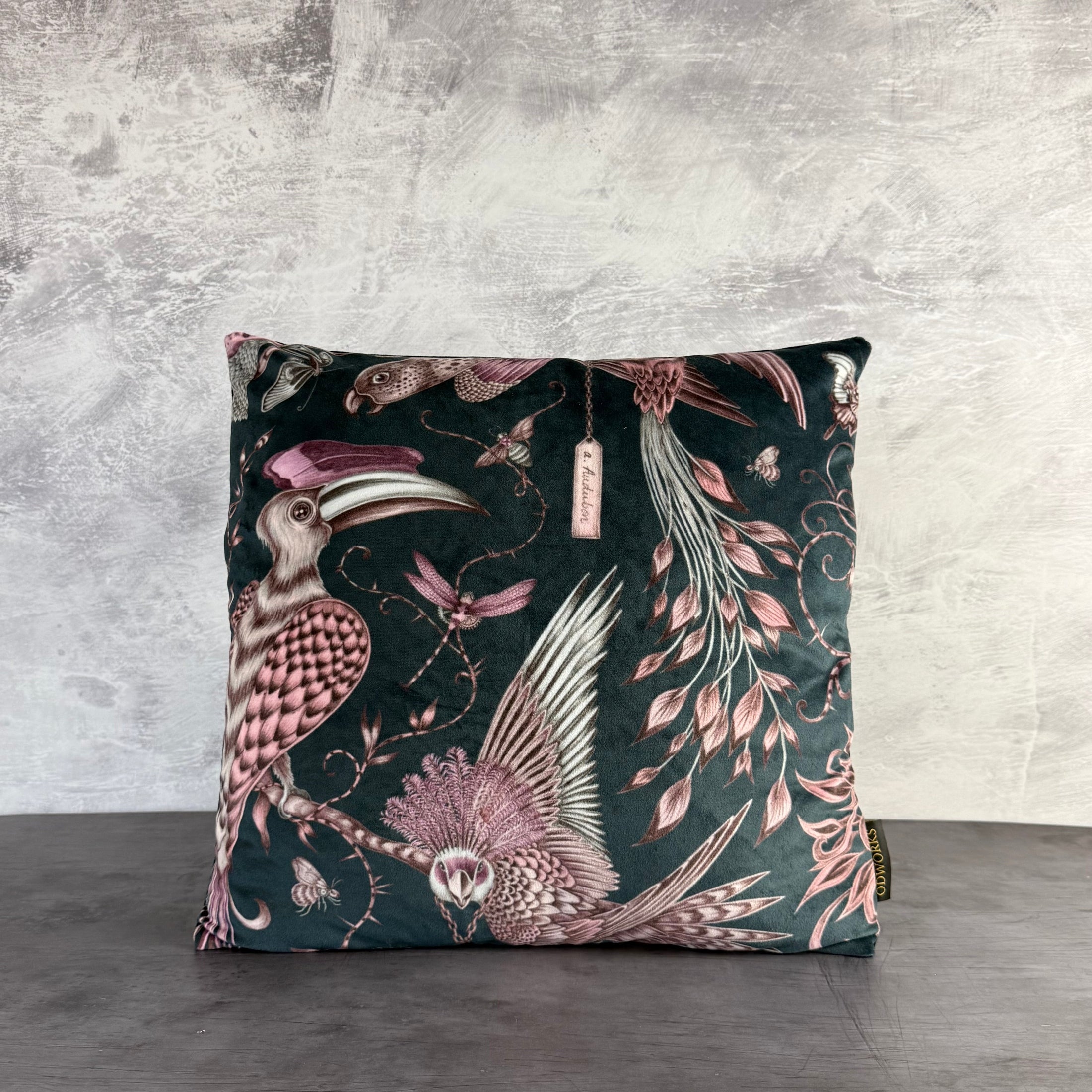 Audubon Birds | Teal & Pink Velvet | Emma J Shipley | Cushion