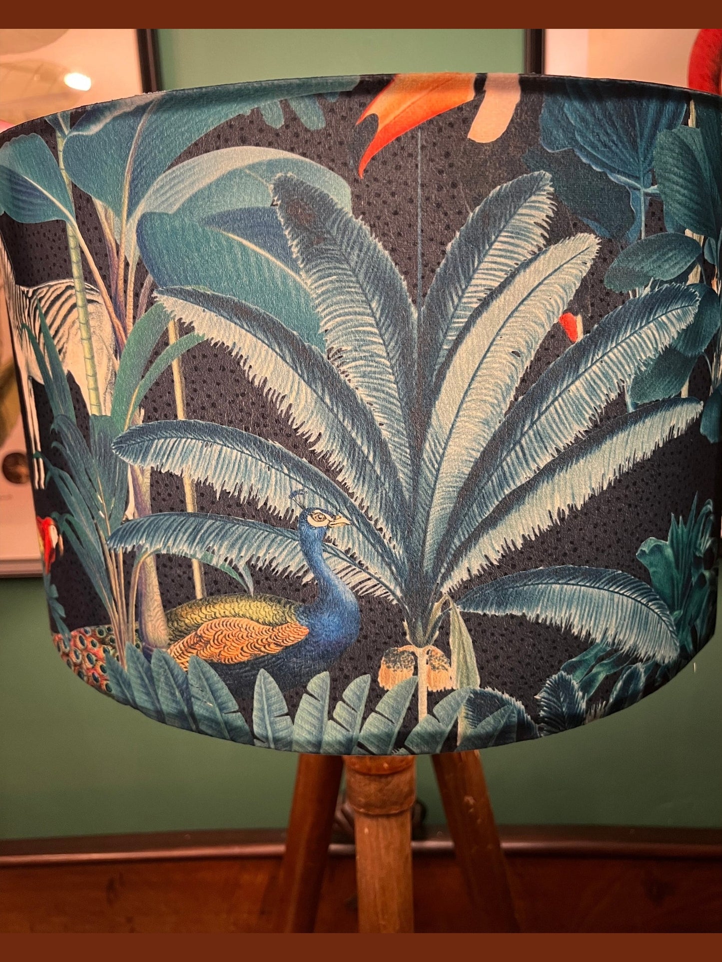 Tropical paradise jungle velvet lampshade