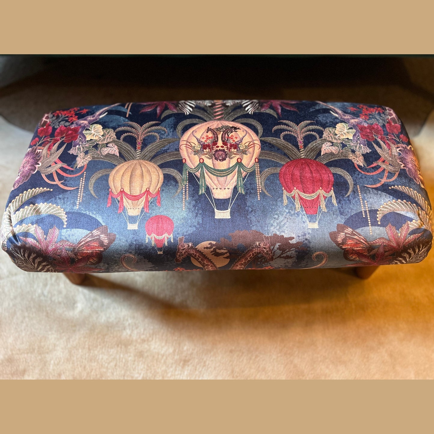 Balloon safari velvet footstool Becca Who