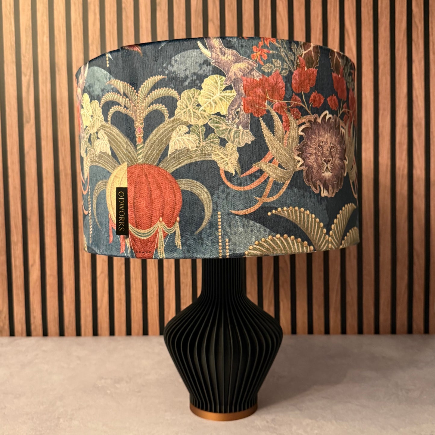 Balloon safari navy & gold velvet lampshade Becca Who