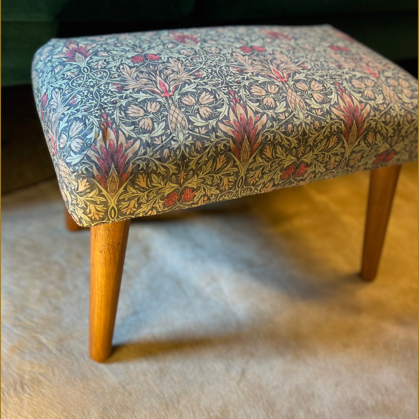William Morris snakehead mocha Footstool
