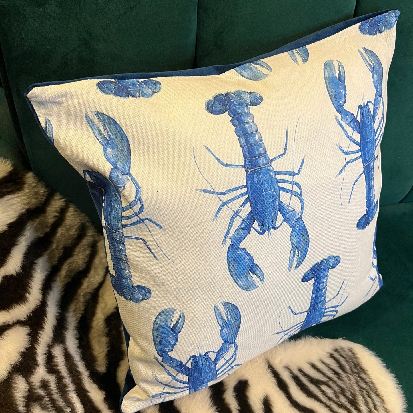 The blue lobster cushion