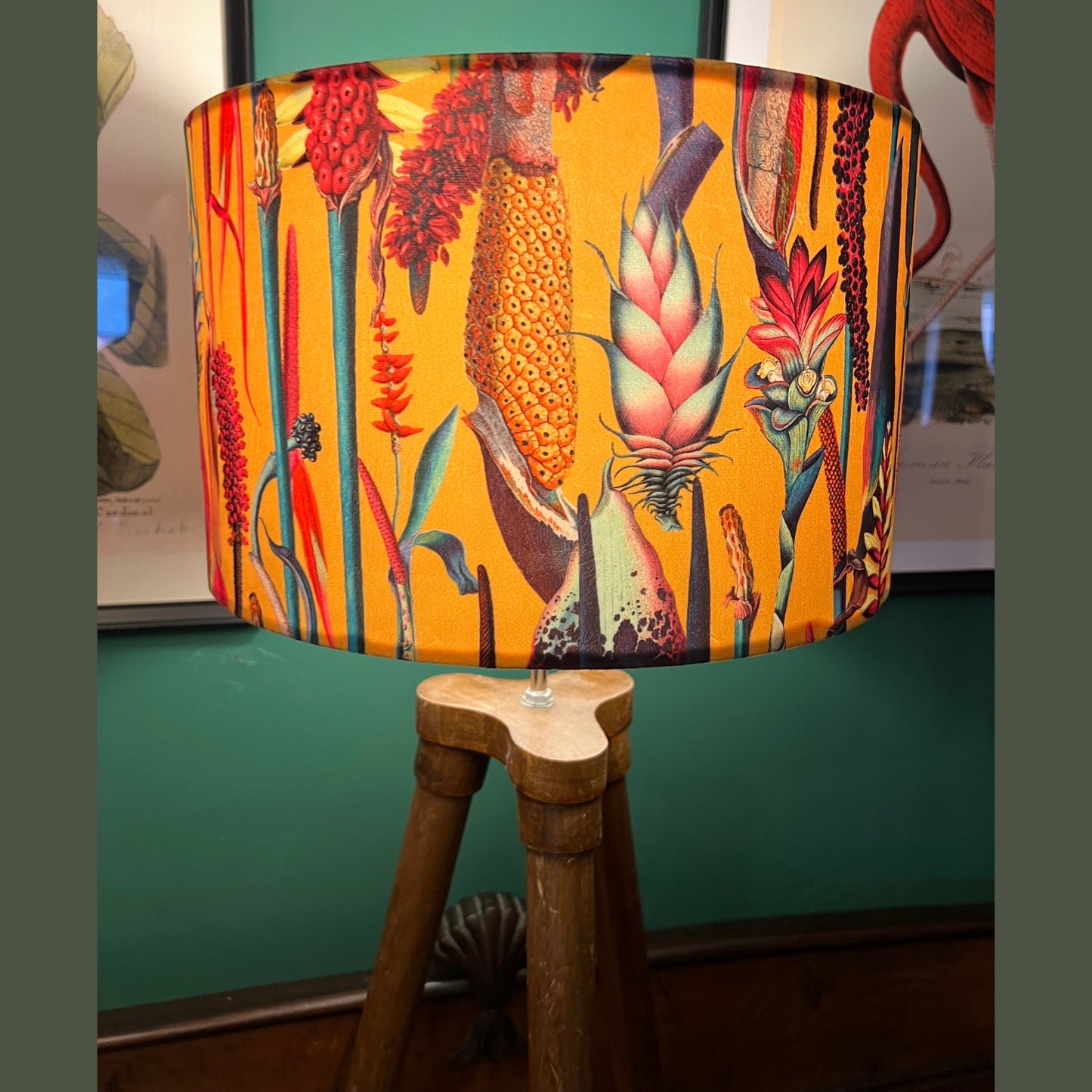 Mustard botanical lily lampshade