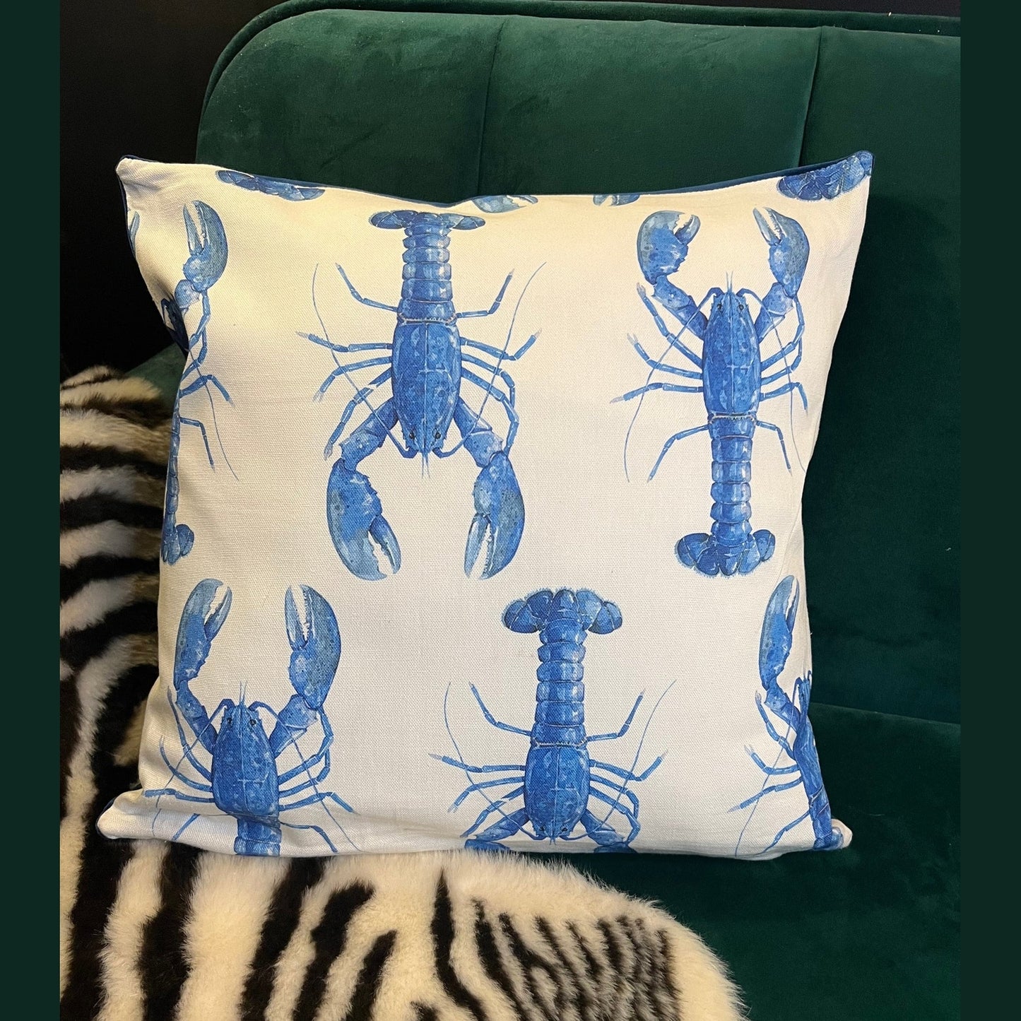 The blue lobster cushion