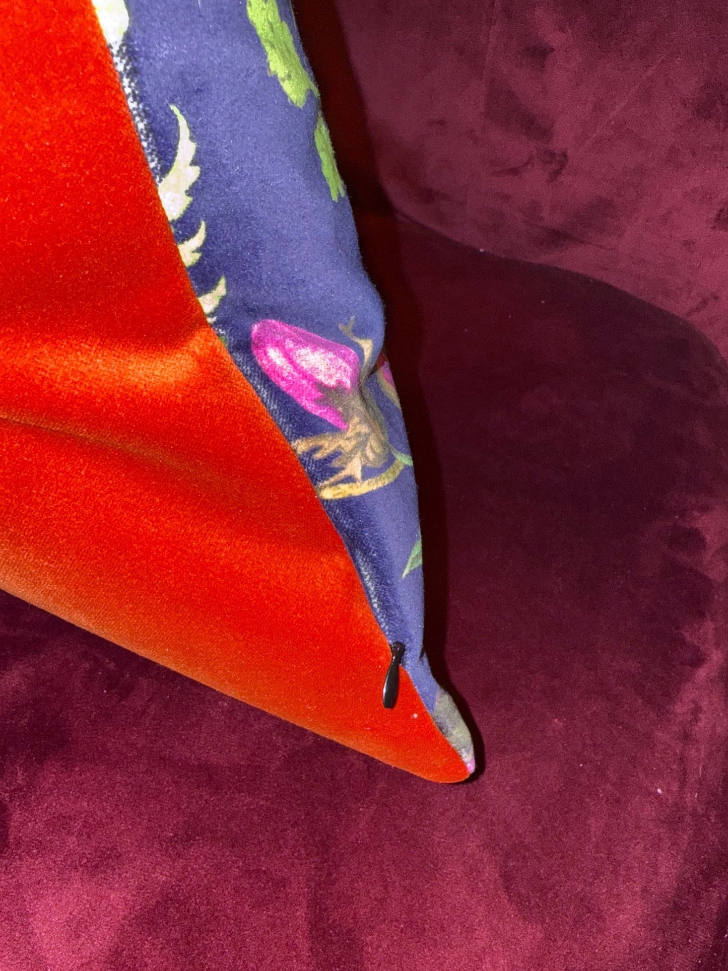 Wonderland luxury velvet cushion Sophie Robinson Harlequin