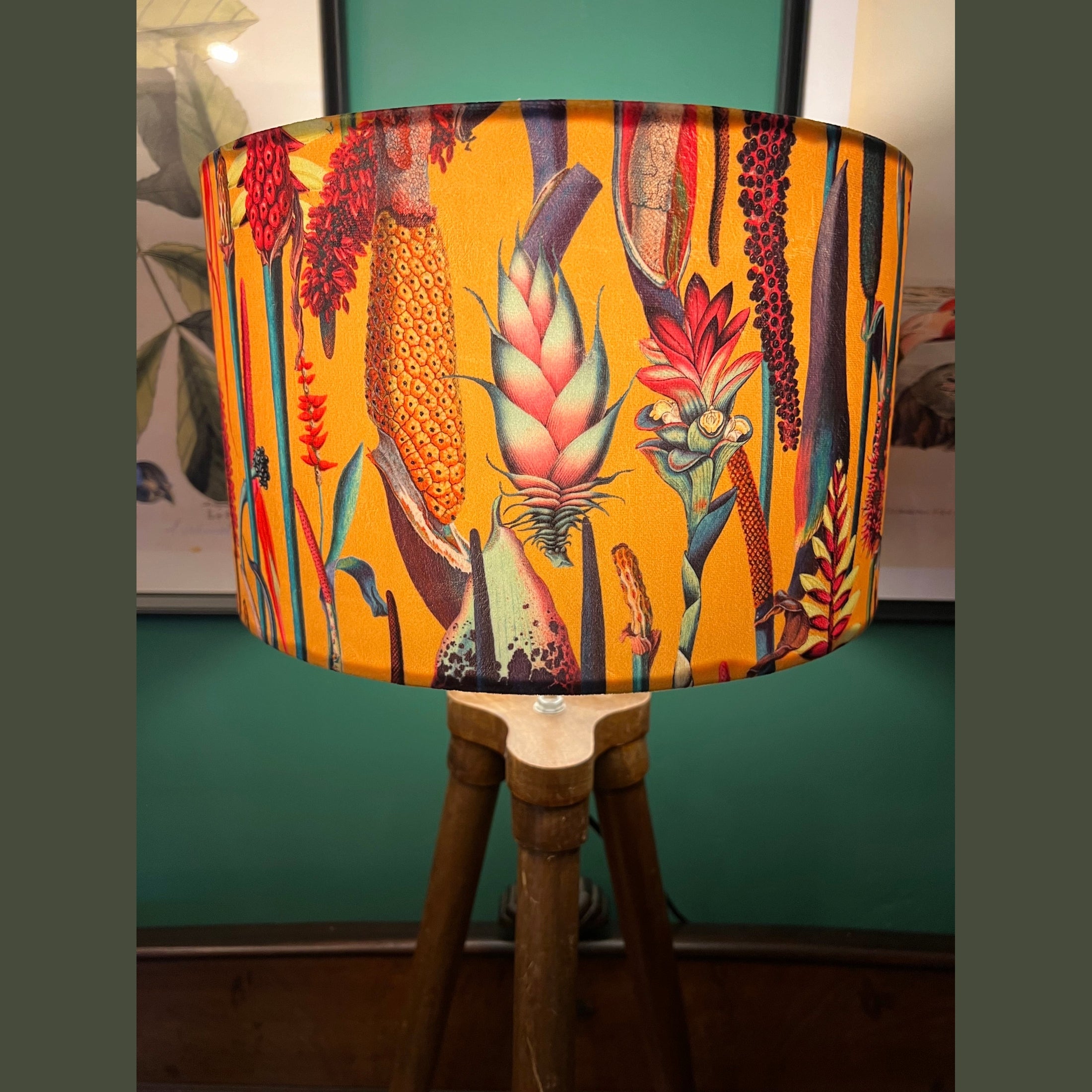 Botanical Lily | Mustard & Pink Velvet | Lampshade