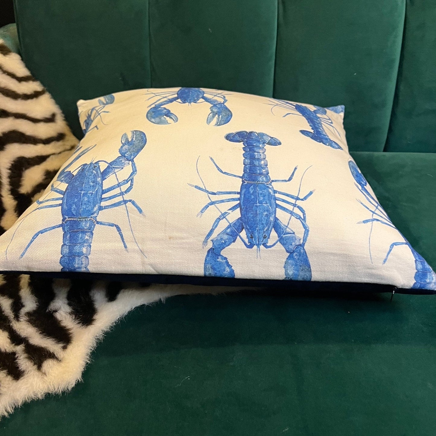 The blue lobster cushion