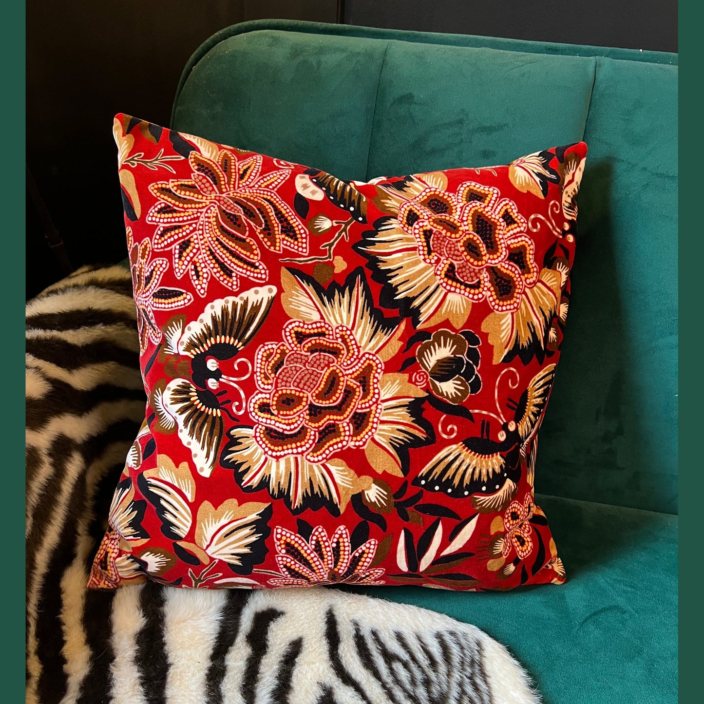 Sanderson Amara oriental butterflies luxury velvet cushion