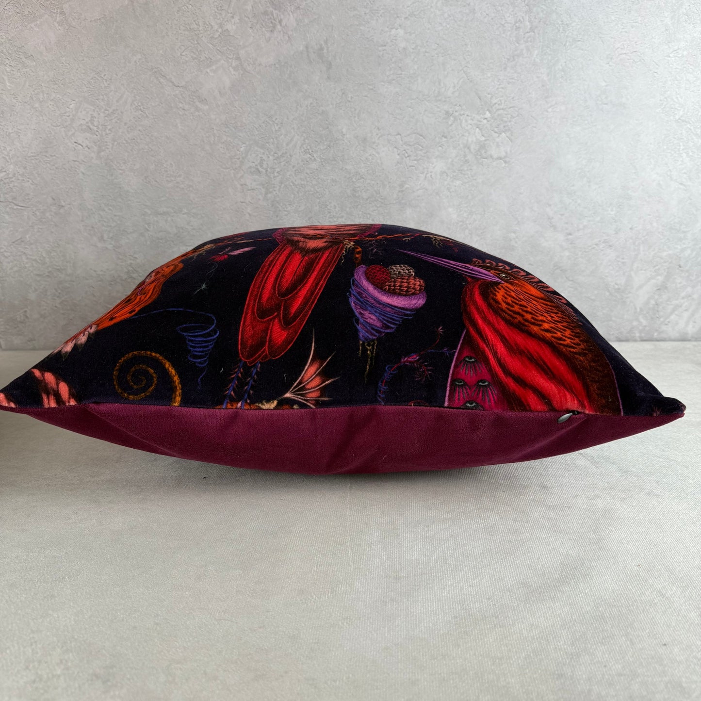 Quetzal violet luxury velvet cushion Emma J Shipley