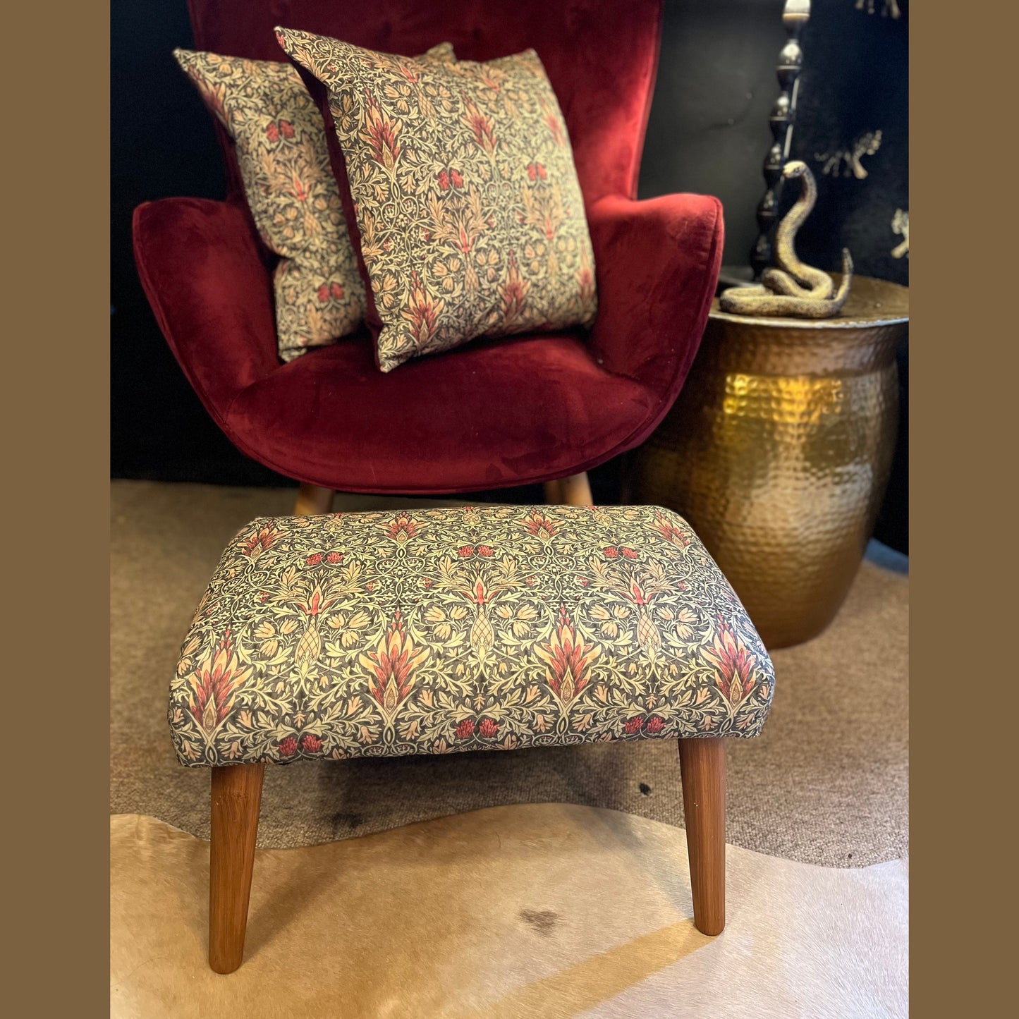 William Morris snakehead mocha Footstool
