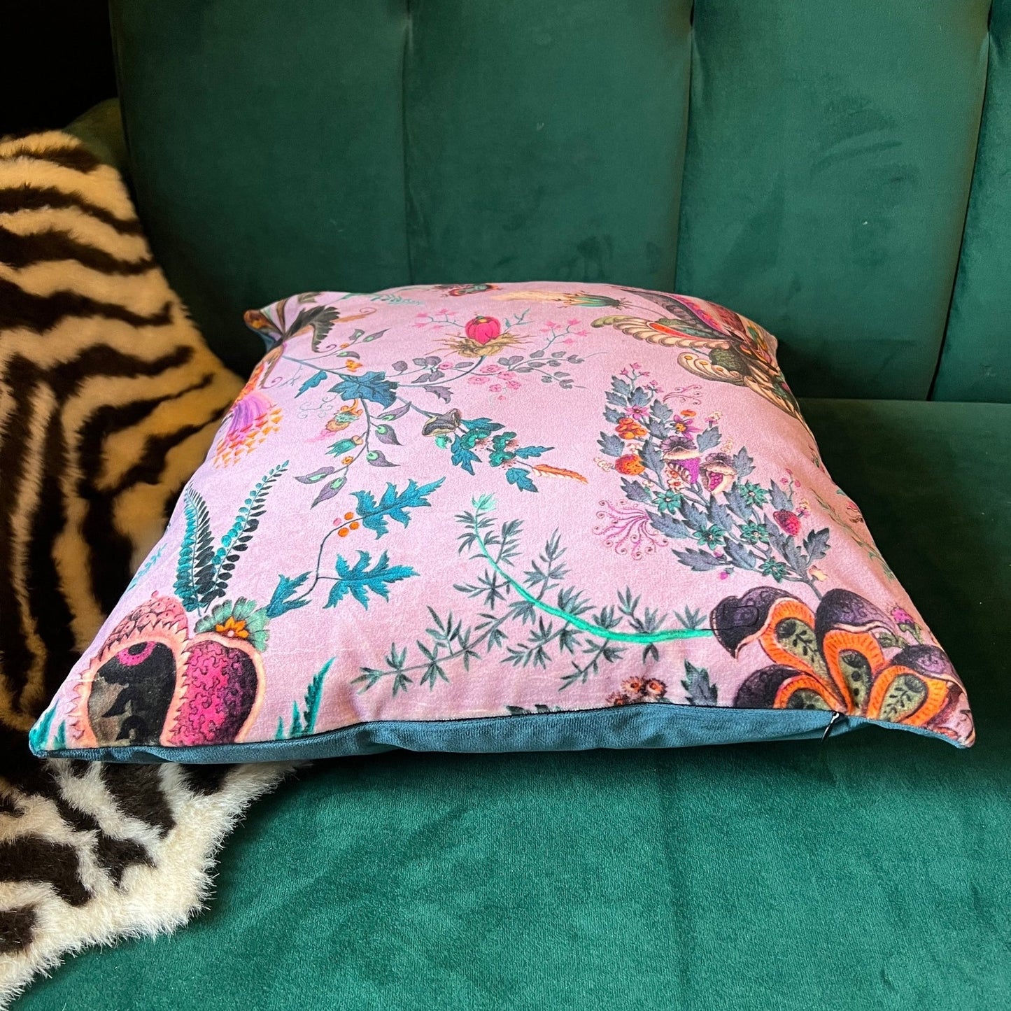 Wonderland floral luxury velvet cushion Sophie Robinson Harlequin