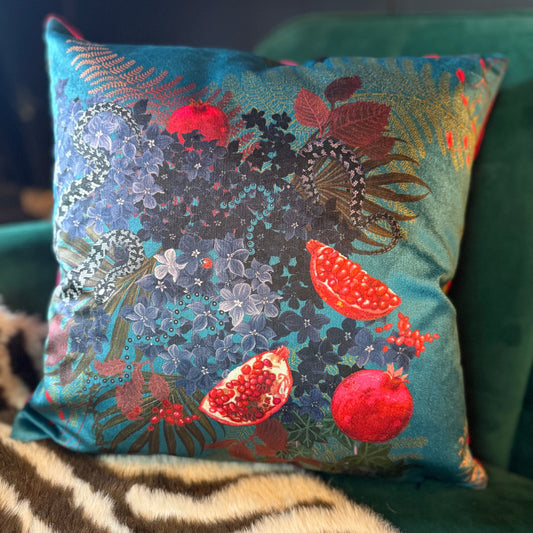 Forbidden fruit luxury velvet cushion Becca Who