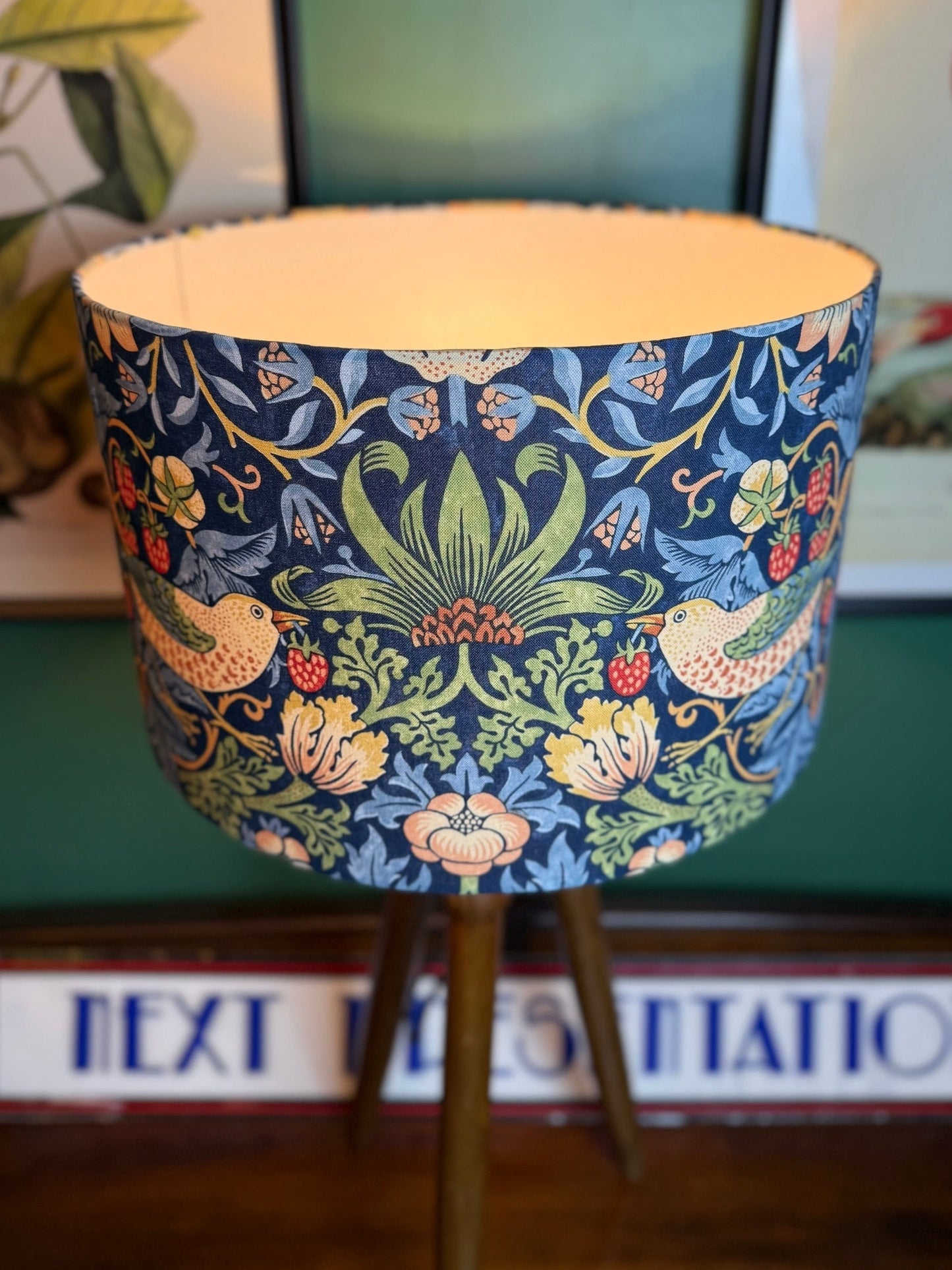 Strawberry Thief navy blue William Morris lampshade