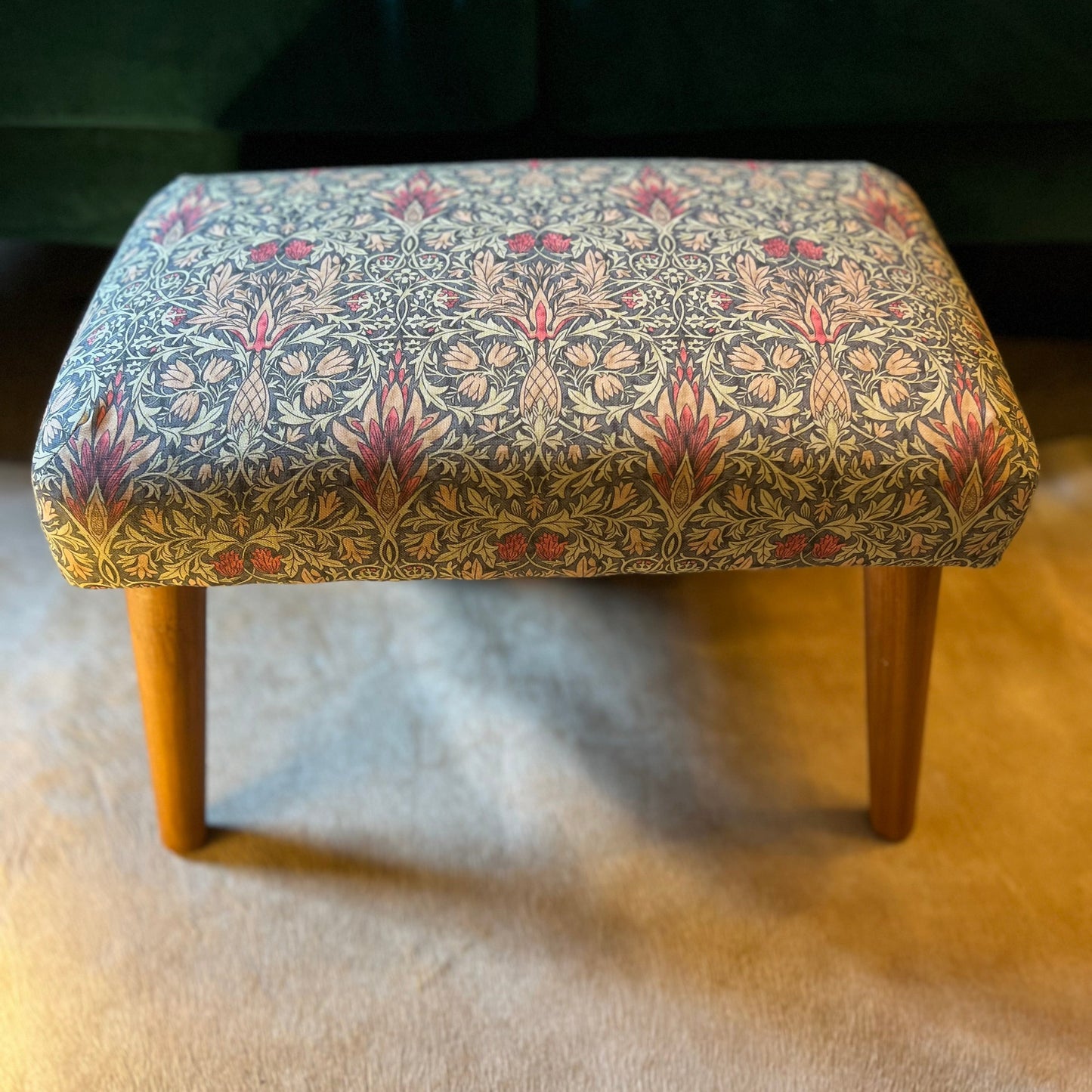 William Morris snakehead mocha Footstool