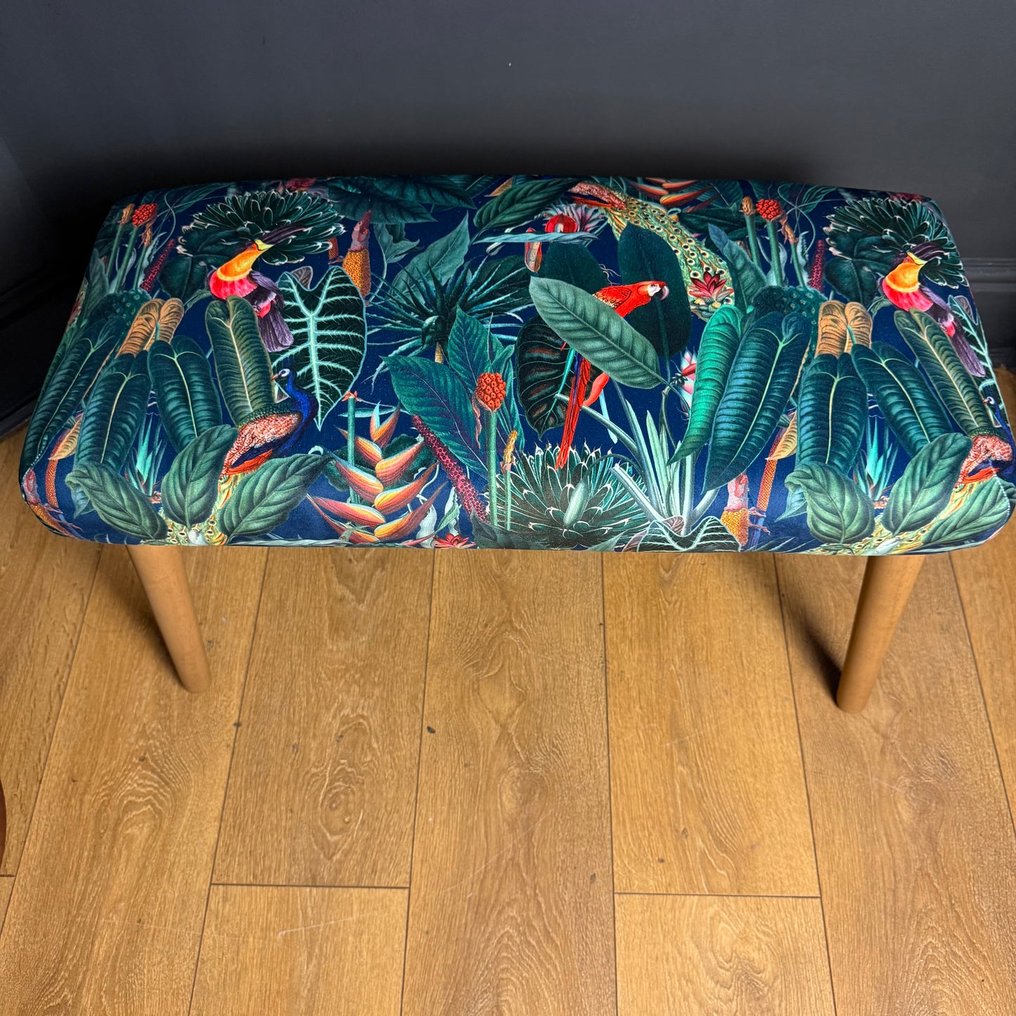 Rainforest navy velvet bench seat / shoe seat / boot room bench