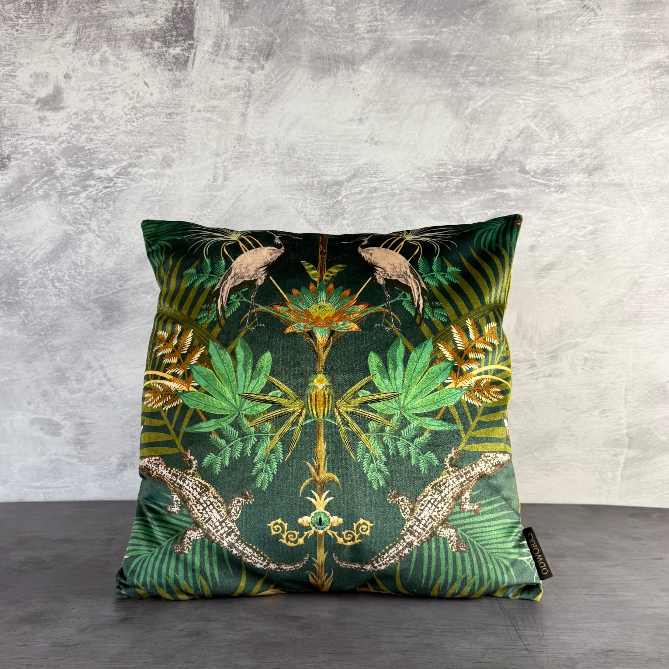 Crocodilia | Green & Gold Velvet | Becca Who | Cushion