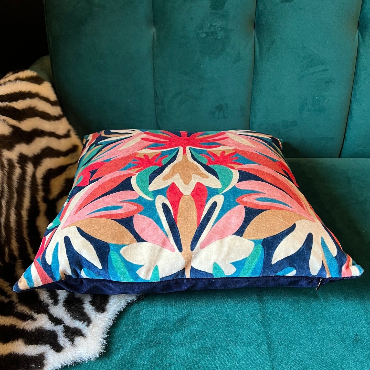 Melora luxury velvet cushion Harlequin