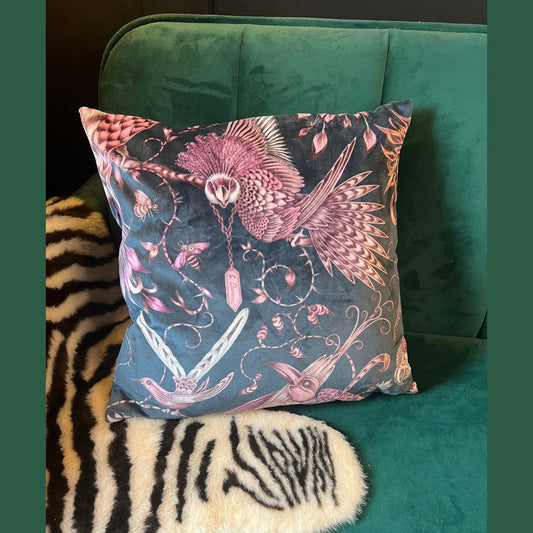 Audubon birds luxury velvet cushion Emma J Shipley