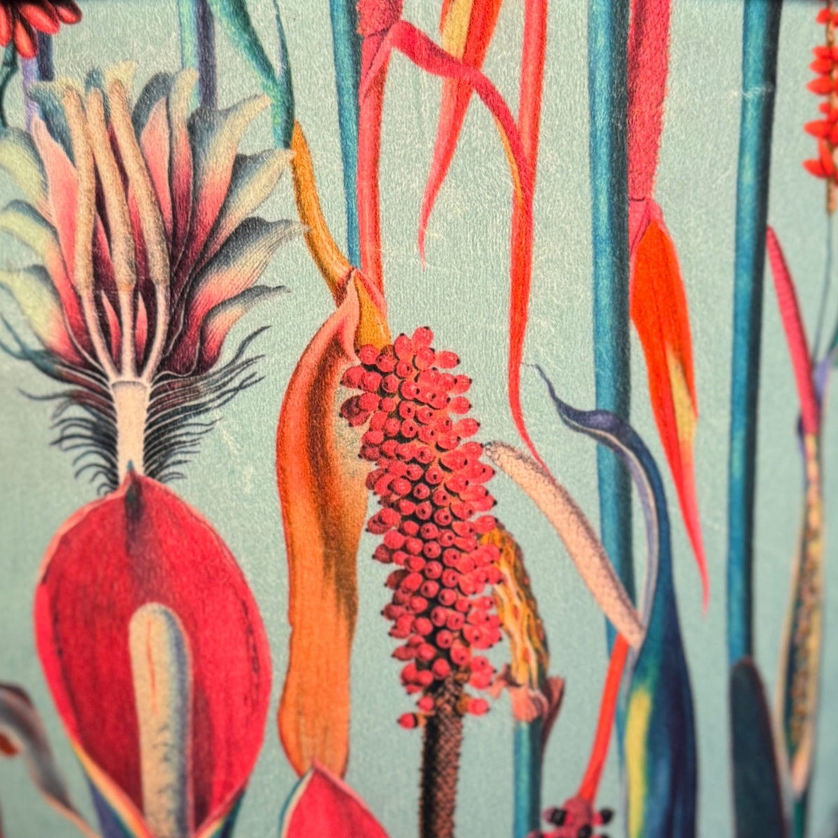 Botanical Lily | Turquoise & Pink Velvet | Pendant Lampshade