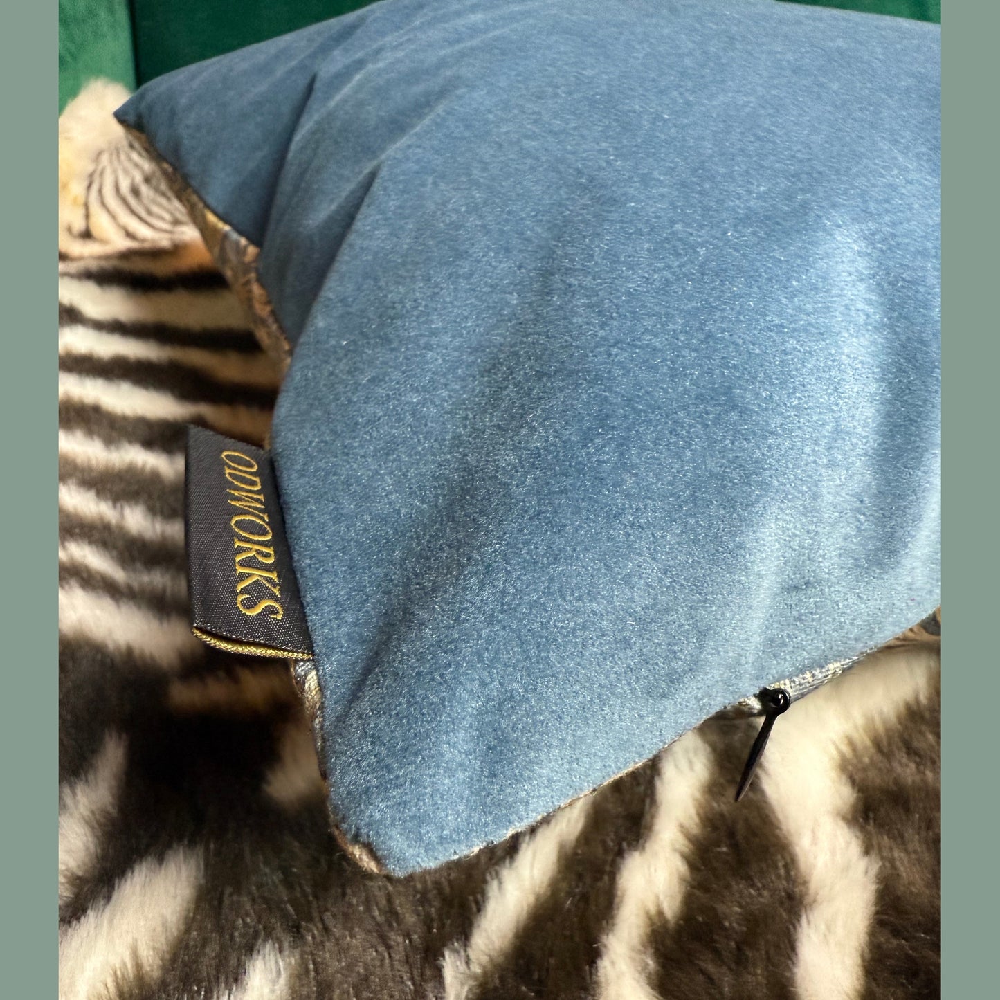 William Morris Honeysuckle luxury feather cushion in steel