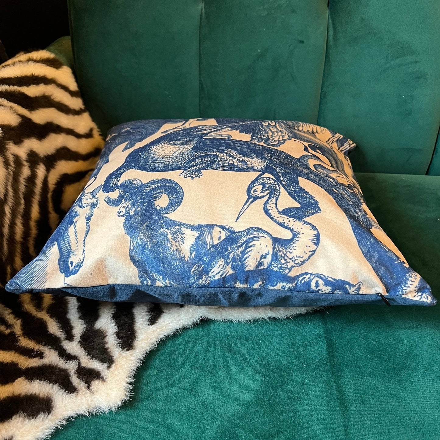 Mythical beasts luxury velvet cushion