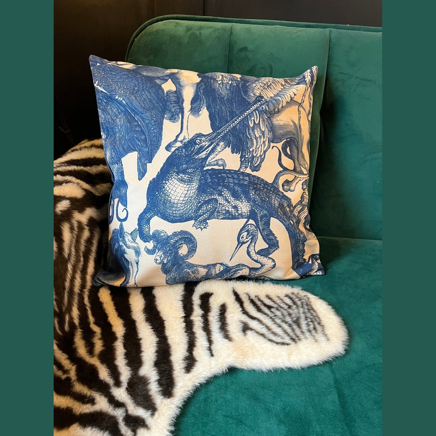Mythical beasts luxury velvet cushion
