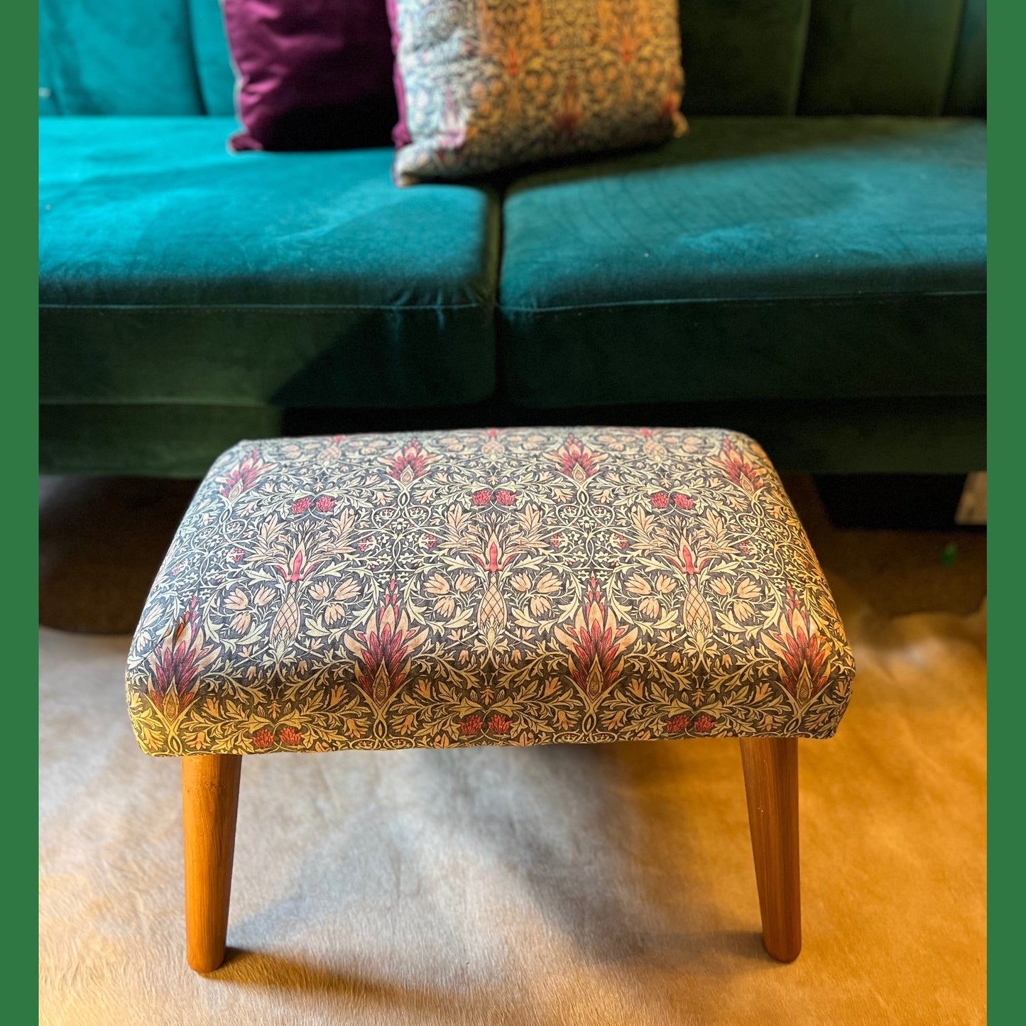 William Morris snakehead mocha Footstool