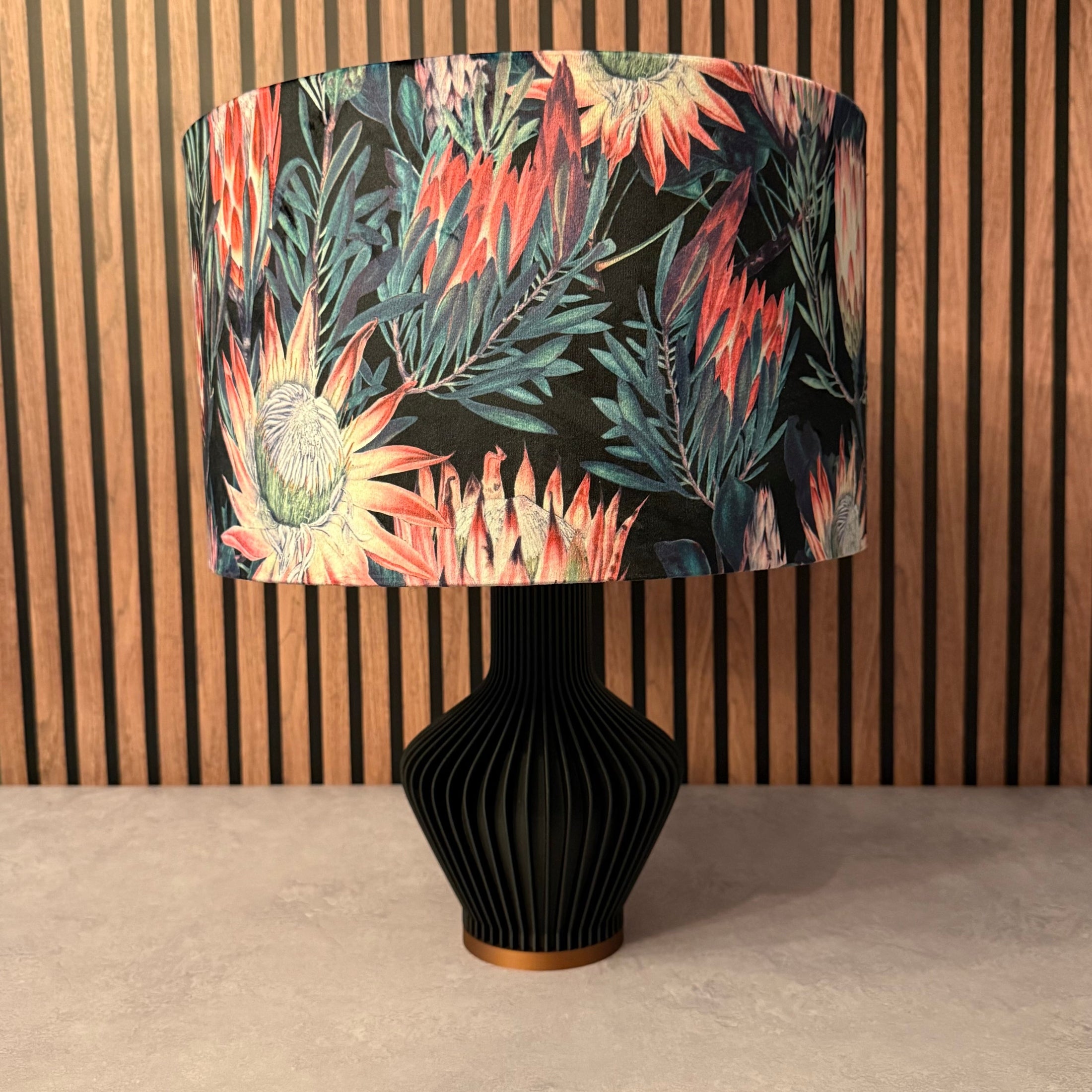Protea Flower | Black & Pink Velvet | Lampshade