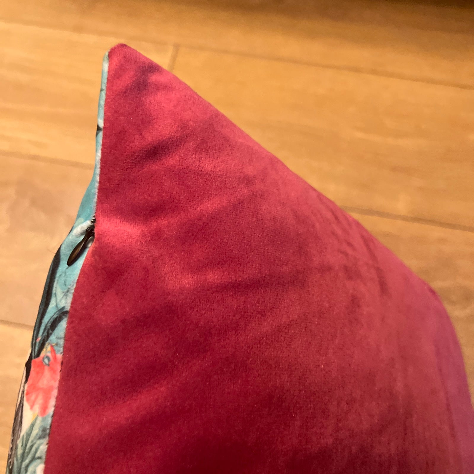 Geometric Birds | Teal & Pink Velvet | Cushion