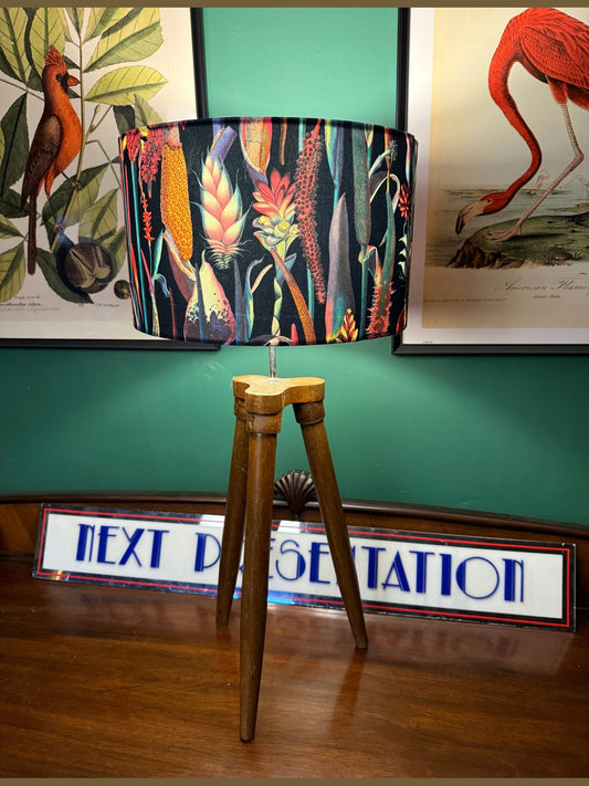 Black botanical lily velvet lampshade