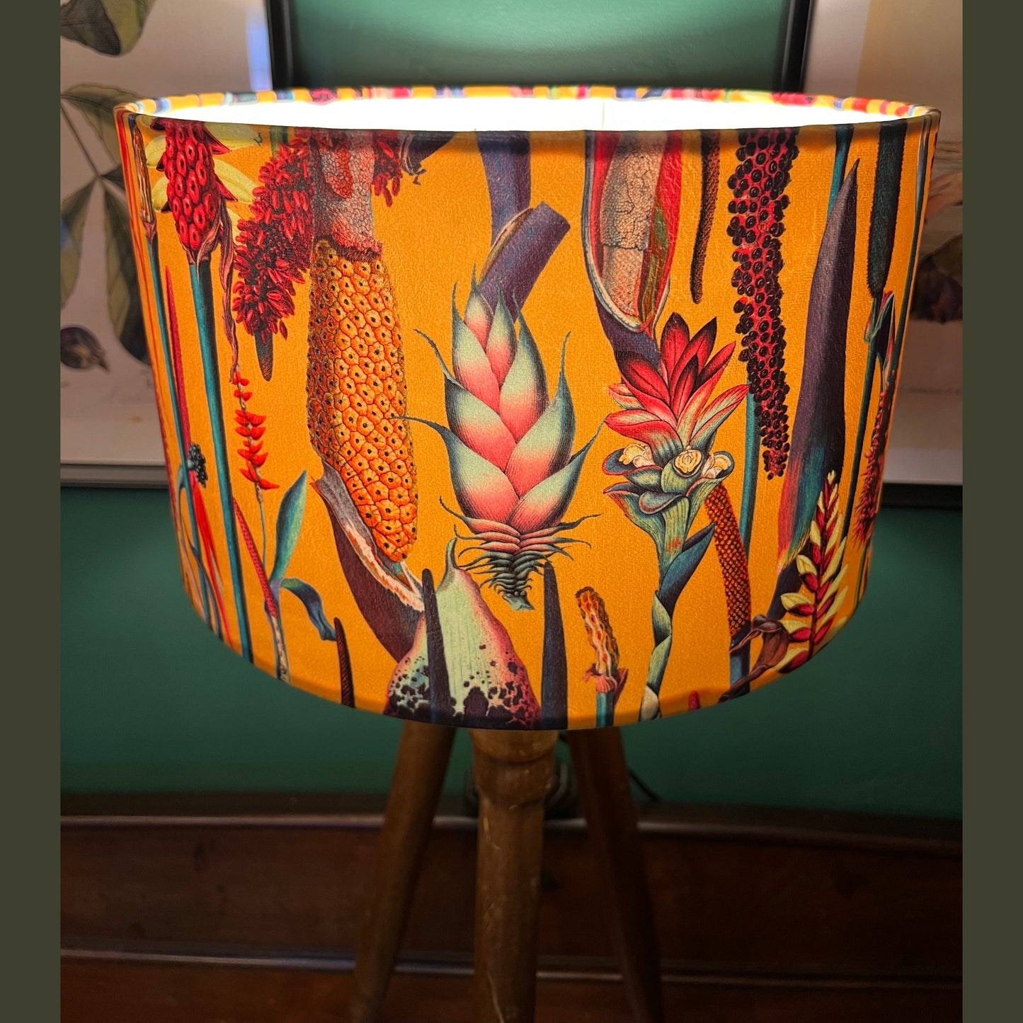 Mustard botanical lily lampshade