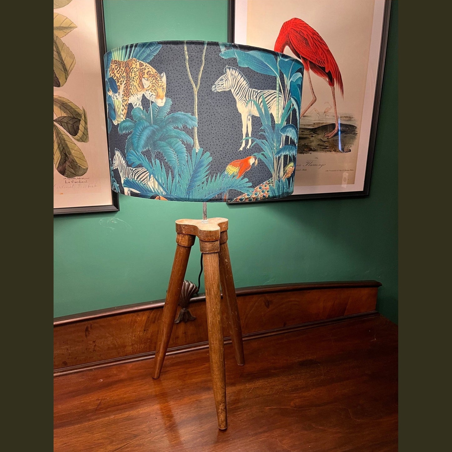 Tropical paradise jungle velvet lampshade