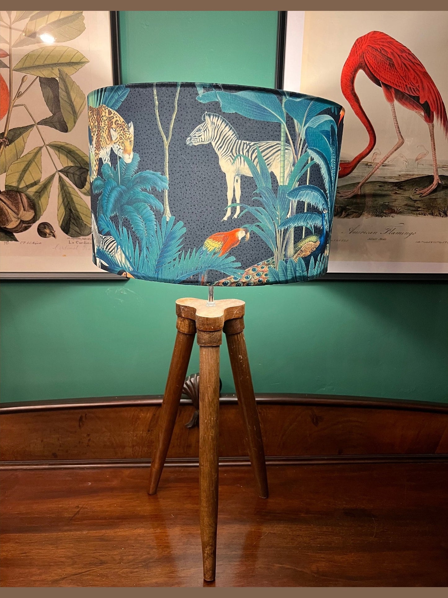 Tropical paradise jungle velvet lampshade