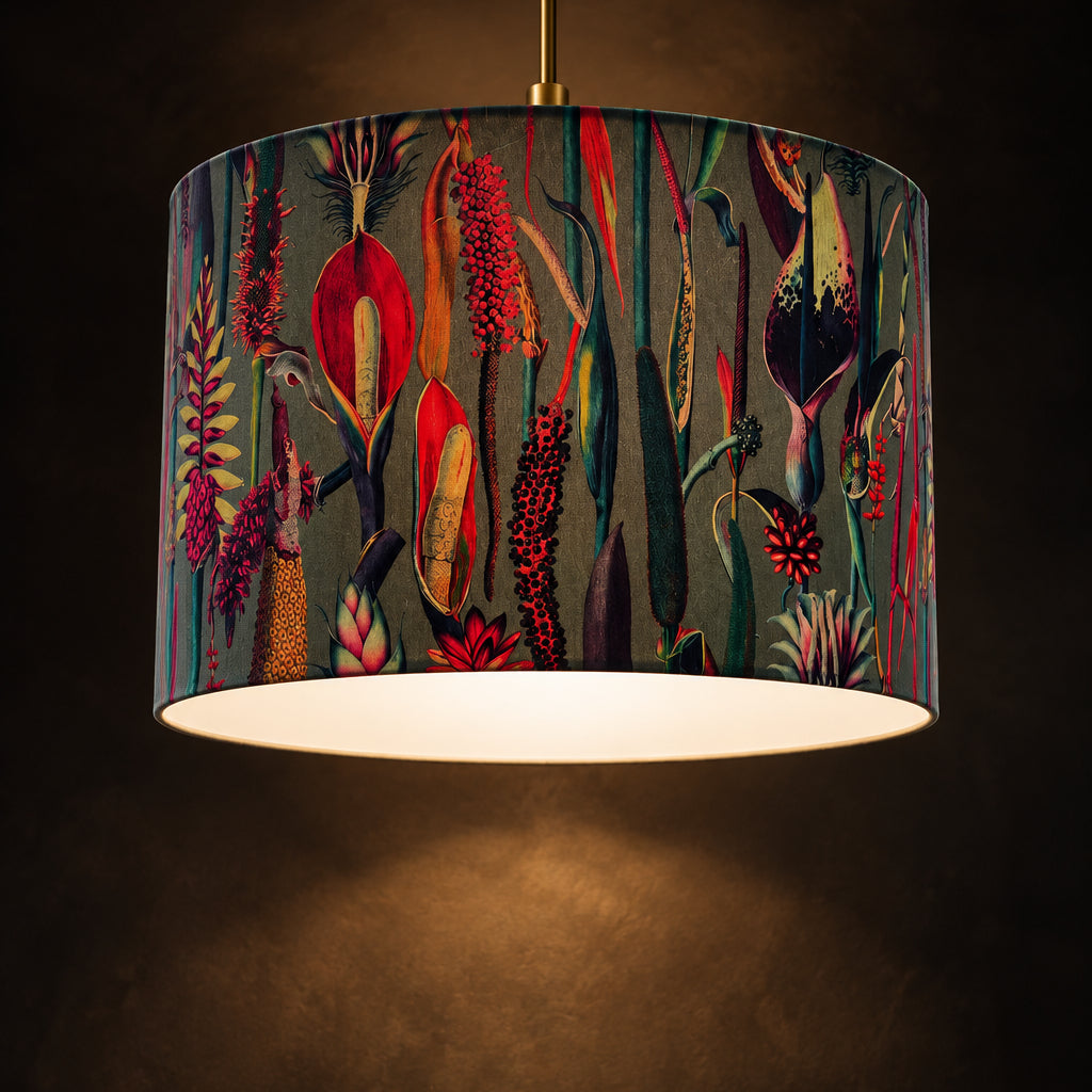 Botanical Lily | Grey & Pink Velvet | Lampshade
