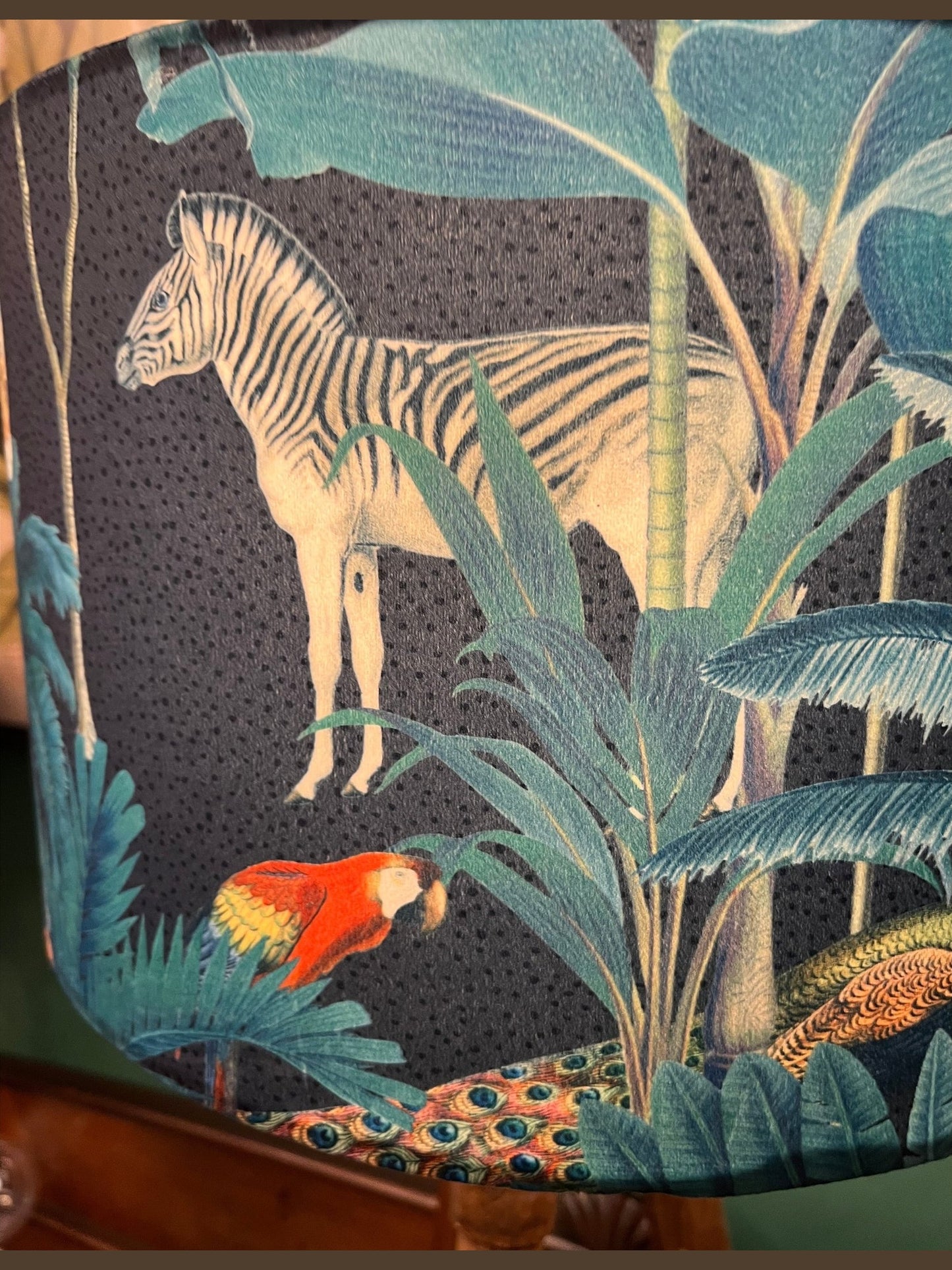 Tropical paradise jungle velvet lampshade